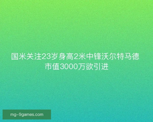 国米关注23岁身高2米中锋沃尔特马德 市值3000万欲引进